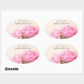 牡丹ピンク蔵書票 楕円形シール (シート)