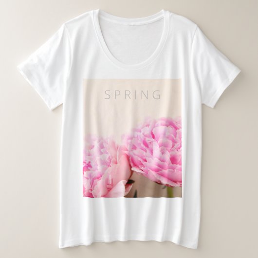 牡丹ピンク プラスサイズTシャツ (デザイン正面)