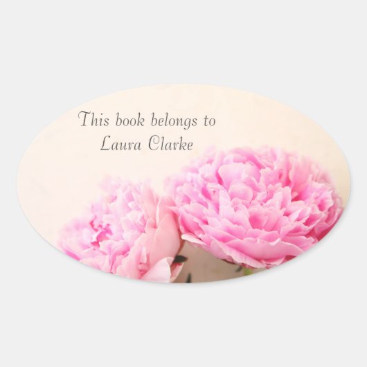 牡丹ピンク 楕円形シール (正面)