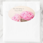 牡丹ピンク 楕円形シール (バッグ)