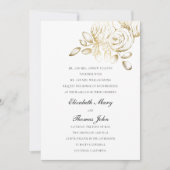 牡丹フェイク金ゴールドスフォーマル伝統的結婚ケ 招待状 (正面)