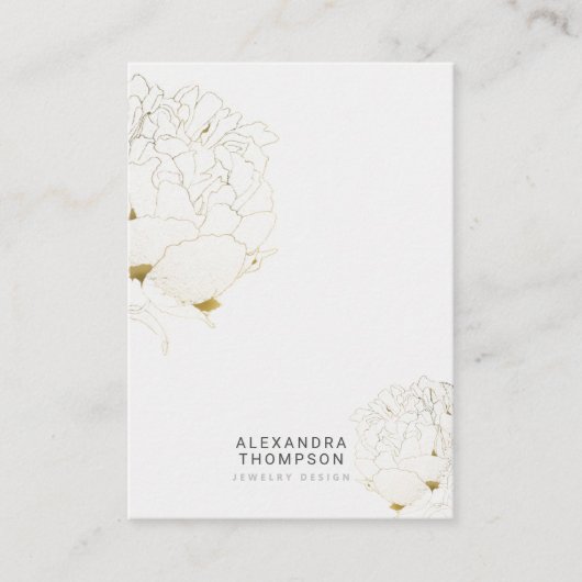 牡丹フェイク金ゴールドスモダンケッチジュエリー表示 名刺 (正面)
