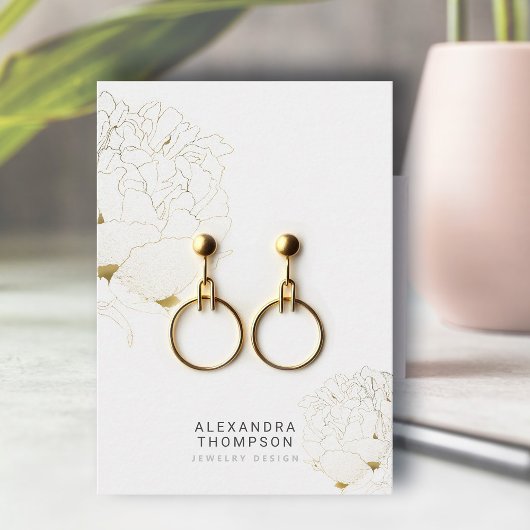 牡丹フェイク金ゴールドスモダンケッチジュエリー表示 名刺