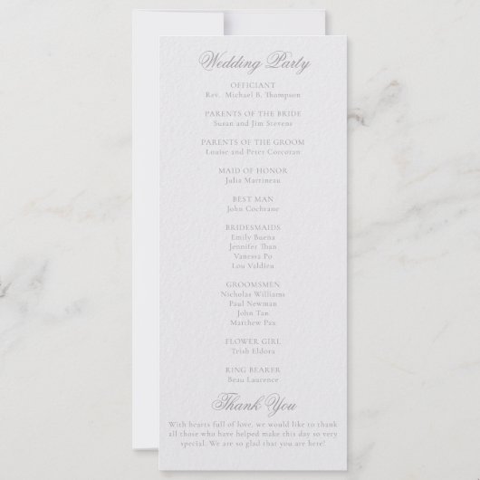 牡丹フォーマルモダンクラシックアイボリー結婚式 プログラム (裏面)