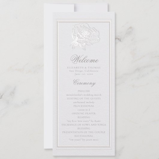 牡丹フォーマルモダンクラシックアイボリー結婚式 プログラム (正面)