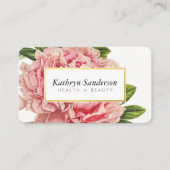 牡丹フラワーエコヴィンテージピンクに見えるフローラスタイリッシュ 名刺 (正面)