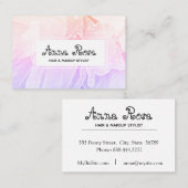 *~*牡丹フラワーピンクラベンダーフローラシック 名刺 (正面/裏面)