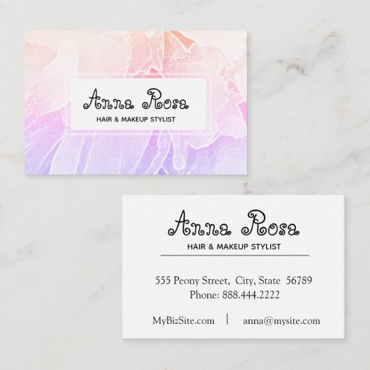 *~*牡丹フラワーピンクラベンダーフローラシック 名刺 (正面/裏面)