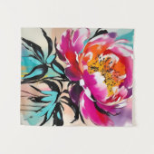 牡丹フラワー抽象芸術アートフローラブライト タペストリー (正面(横))