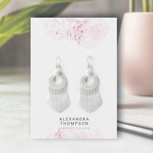 牡丹フレームモダンフローラスケッチジュエリー表示 名刺