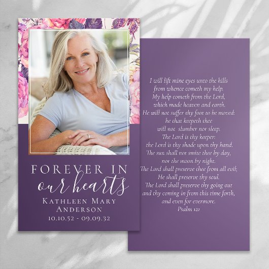 牡丹フローラのハート記念祈りの言葉カード