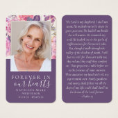 牡丹フローラのハート記念祈りの言葉カード (正面&裏面)