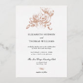 牡丹フローラアートスケッチバラクラシック金ゴールド結婚ズ 箔招待状 (正面)