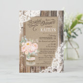 牡丹フローラウッドレース素朴ブライダルシャワー 招待状 (スタンド正面)