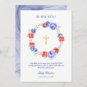 牡丹フローラガールボーイバプテスマサンキューカード 招待状 (正面/裏面)