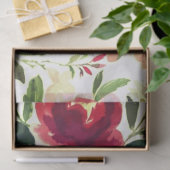 牡丹フローラブルガンディパターンアンティーク結婚式 薄葉紙 (ギフト)