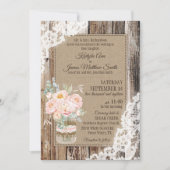 牡丹フローラブーケウッドレース結婚ズ 招待状 (正面)