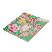 牡丹フローラプリントヴィンテージ日本のレトロパターン タイル (側面)