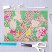 牡丹フローラプリントヴィンテージ日本のレトロパターン 薄葉紙 (クラフト)