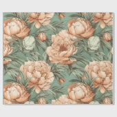 牡丹フローララッピング紙ブライダルベビーシャワー ラッピングペーパー (フラット)