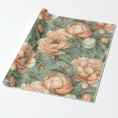 牡丹フローララッピング紙ブライダルベビーシャワー ラッピングペーパー (アンロールド)