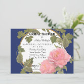 牡丹フローラリースブライダルシャワーパタストライプのーン 招待状 (スタンド正面)
