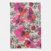 牡丹フローラヴィンテージシームレスパターン。 キッチンタオル (縦)