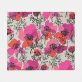 牡丹フローラヴィンテージシームレスパターン。 フリースブランケット (正面(横))