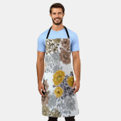 牡丹フローラ水彩白い背景 エプロン (着用した状態)