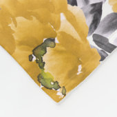 牡丹フローラ水彩白い背景 フリースブランケット (角)