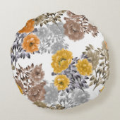 牡丹フローラ水彩白い背景 ラウンドクッション (裏面)