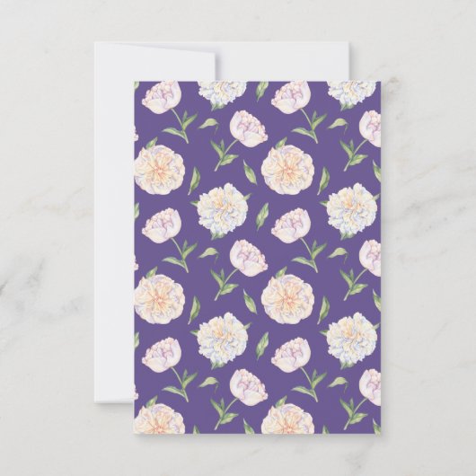牡丹フローラ紫結婚紫の返信カード 出欠カード (裏面)