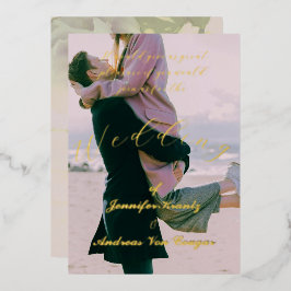 牡丹フローラ結婚写真フォイル招待状 箔招待状