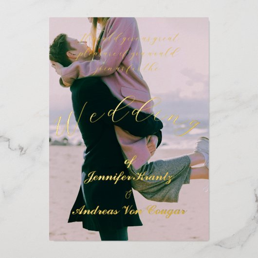 牡丹フローラ結婚写真フォイル招待状 箔招待状 (正面)