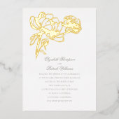 牡丹フローラ金ゴールドエレガフォーマルントウェディング 箔招待状 (正面)