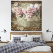 **牡丹フローラAR23手書きヴィンテージ ビクトリアン キャンバスプリント (インサイチュ (寝室))