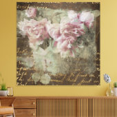 **牡丹フローラAR23手書きヴィンテージ ビクトリアン キャンバスプリント (インサイチュ (リビング))