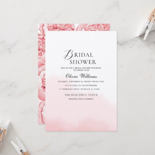 牡丹ブライダルシャワー招待 招待状 (正面/裏面インサイチュ)