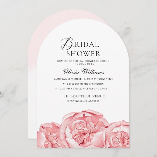 牡丹ブライダルシャワー招待 招待状 (正面/裏面)