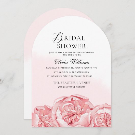 牡丹ブライダルシャワー招待 招待状 (正面/裏面)