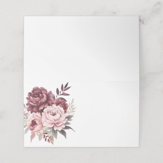 牡丹ブルガンディピンク牡丹秋結婚フローラ プレイスカード (外部開封)