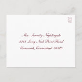 牡丹ブルゴーニュ水カラーフローラウェディングRSVP インビテーションポストカード (裏面)