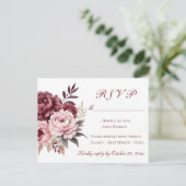 牡丹ブルゴーニュ水カラーフローラウェディングRSVP インビテーションポストカード (スタンド正面)