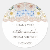 牡丹ブルーアジサイブライダルシャワーサンキューユナイテッド ラウンドシール (正面)