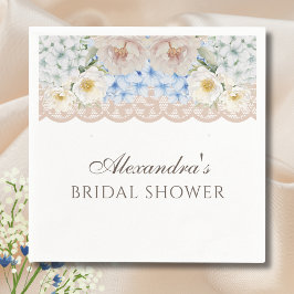 牡丹ブルーアジサイブライダルシャワー紙ナプキン スタンダードカクテルナプキン