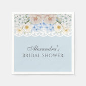 牡丹ブルーアジサイブライダルシャワー紙ナプキン スタンダードカクテルナプキン (正面)