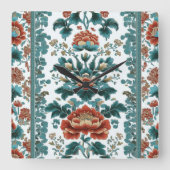 牡丹ブロケード スクエア壁時計 (正面)