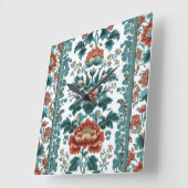 牡丹ブロケード スクエア壁時計 (傾斜)