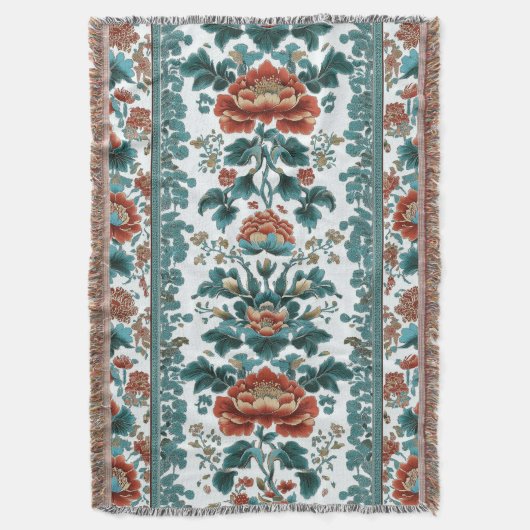 牡丹ブロケード スローブランケット (正面縦)