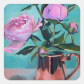 牡丹ブーケスティッカー スクエアシール (正面)